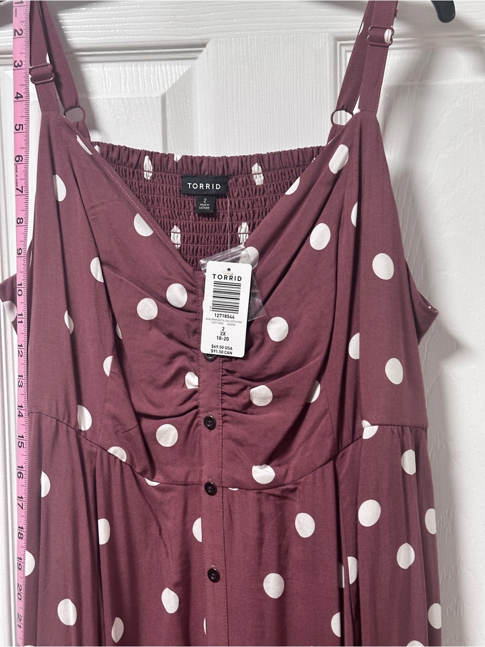 torrid mauve polka dot button-front maxi dress - Picture 2 of 6